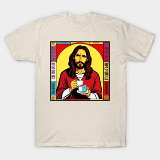 Share A Coffee With Jesus Vinyl Record Art T-Shirt